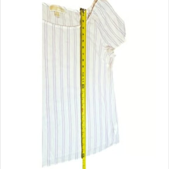 Michael Kors MSRP $80 XL White Purple Blouse Striped Short Sleeve Boho Top XL - Picture 8 of 9